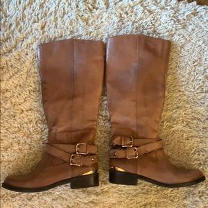 Leather knee high boots